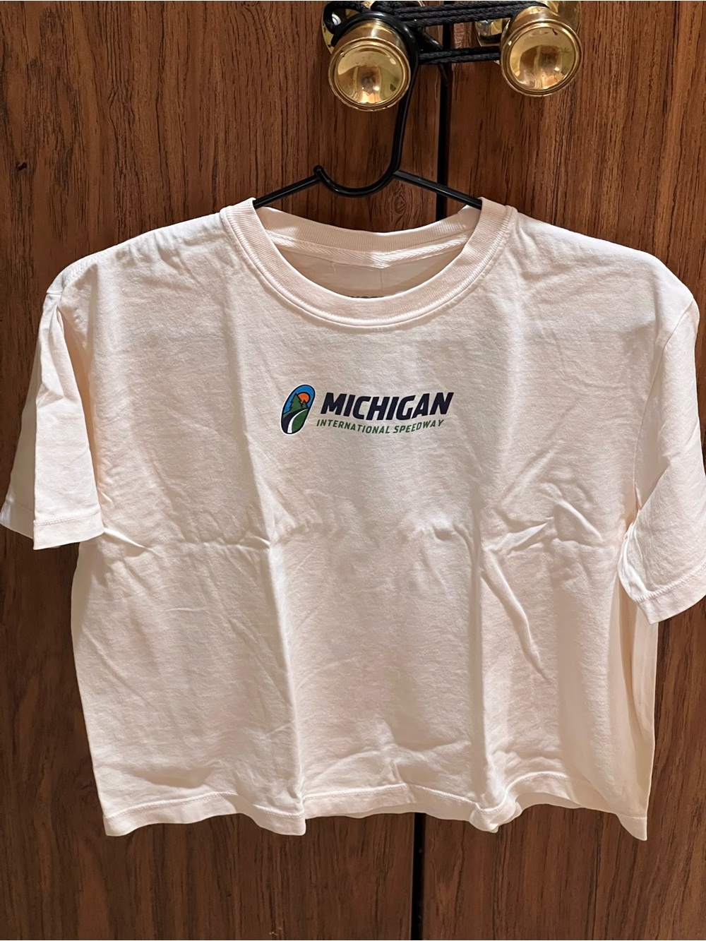 Nascar Logo Tee in Cream with Blue, Red & Yellow Accents